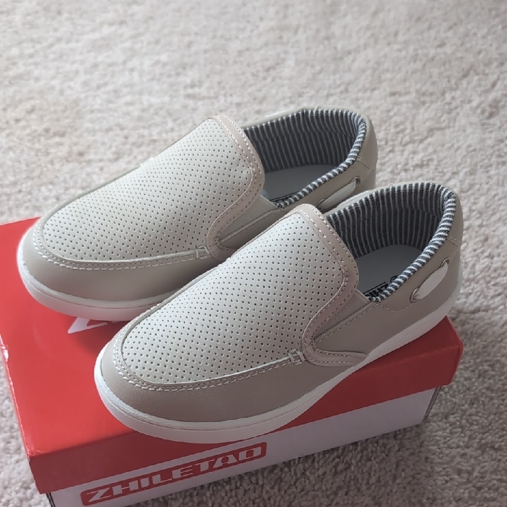 Boys Beige Slip-On Shoes